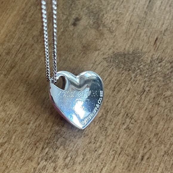 Tiffany & Co. 925 Elsa Peretti heart pendant Full Puffy Heart” w/ heart cut-out - Picture 7 of 7